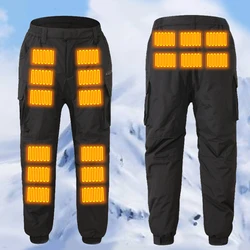18 Heated Pants Men Women USB Electric Heating Trousers Thickened Warming Heating Leggings Camping Thermal Heated Clothes
