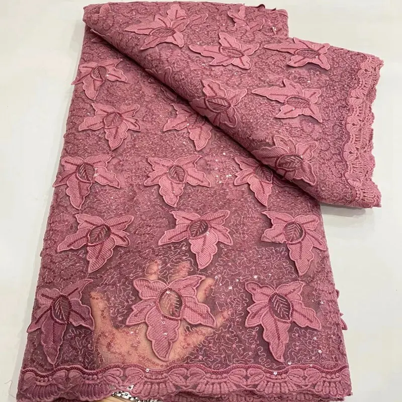 

African Lace Fabric 2022 French Lace Fabric With Sequins High Quality Nigerian Embroidery Lace For Party TS1282