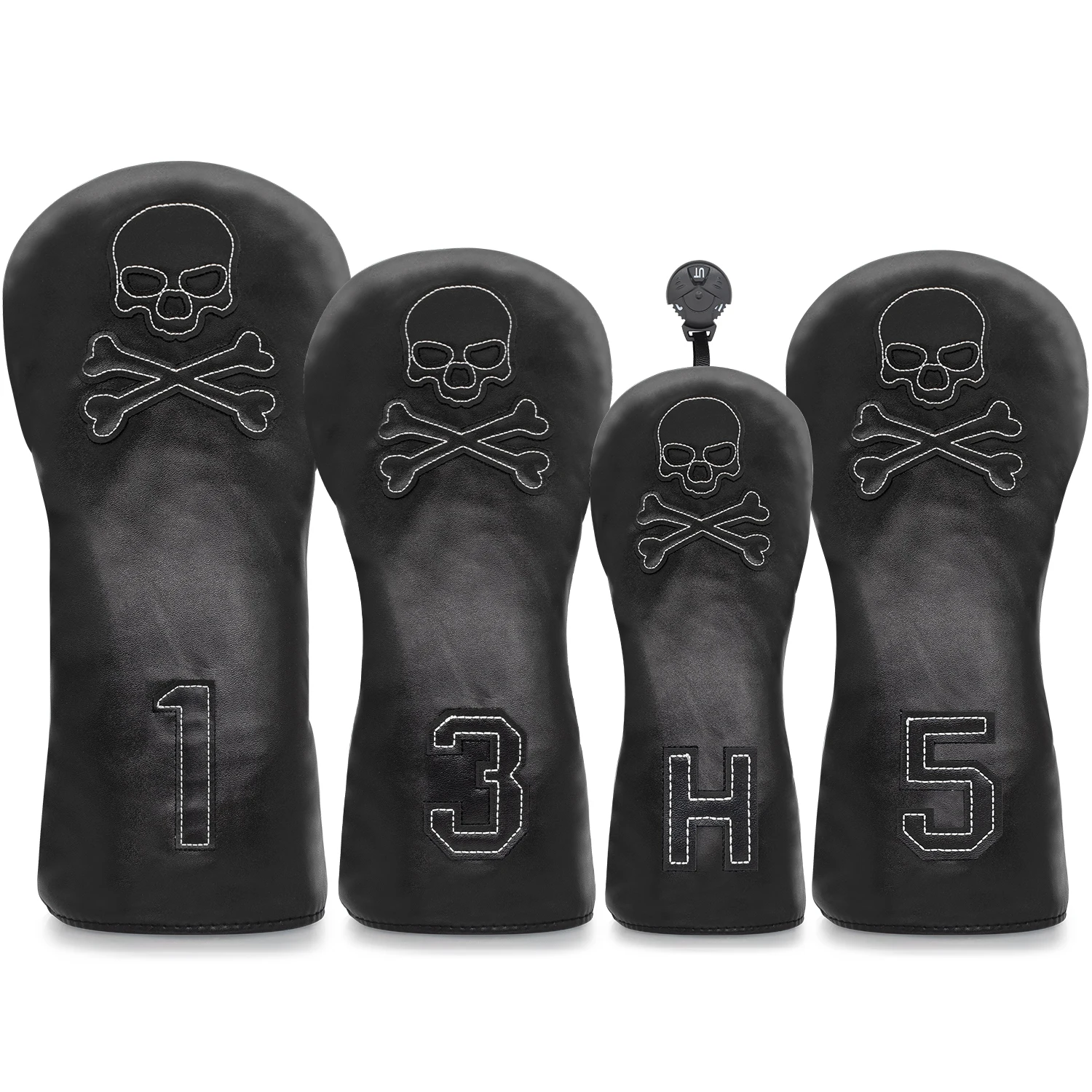 Fashionable skull pattern golf club head cover, suitable for 1, 3, 5 and H-shaped clubs, dustproof and durable#Color:Hybrid