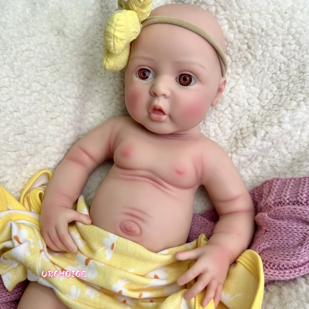17 pouces jolie fille pleine platine silicone renaît bébé toucher doux pondéré poupée réaliste 3D peau bébé pour cadeau de Noël