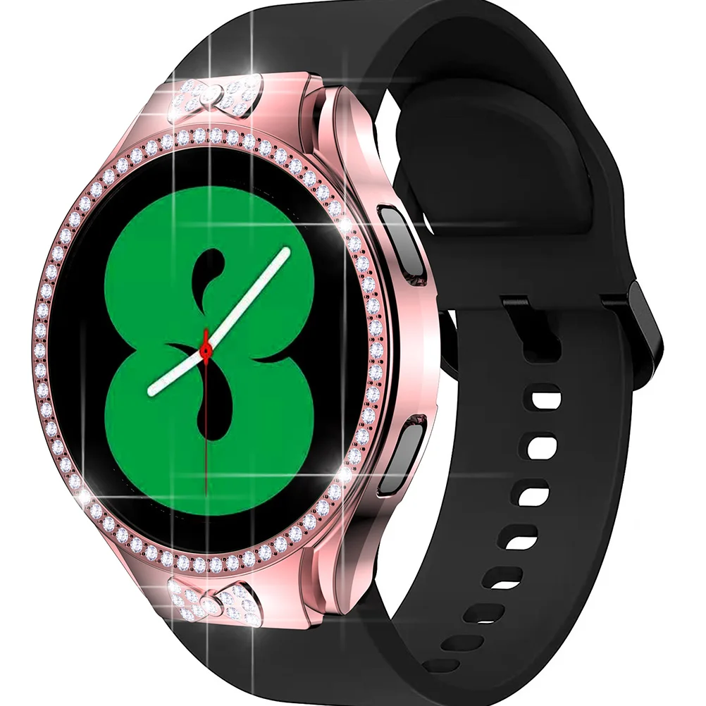 

Stylish Diamond Watch Case Glitter Crystal Decor Smartwatch Protector Hollow PC Cover Replaceable Easy Install Access for Smart
