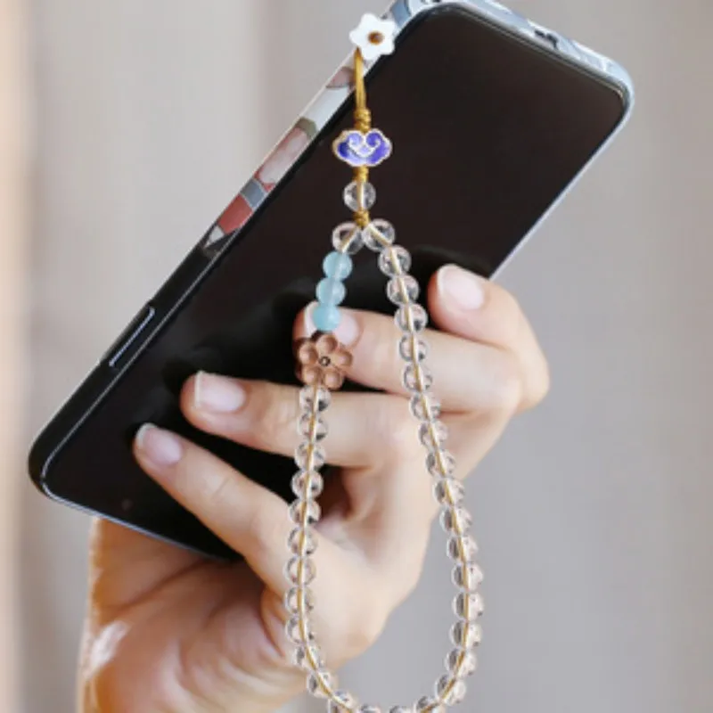 

Mei Dun Natural High Quality White Crystal Mobile Phone Charm Shorts Pendant Chinese Style Mobile Phone Lanyard safe Chamr