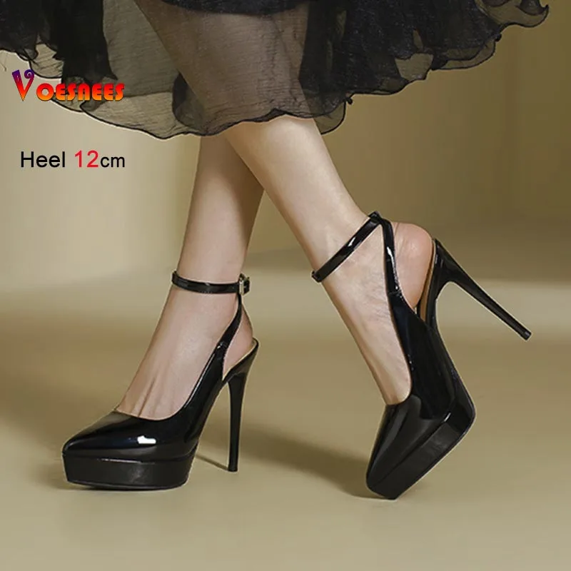 جديد 12 سنتيمتر عالية الكعب النساء الصنادل مثير خنجر أحذية موضة مدبب تو الفم الضحلة سميكة سوليد حذا فردي للسيدات الصيف الصنادل #2