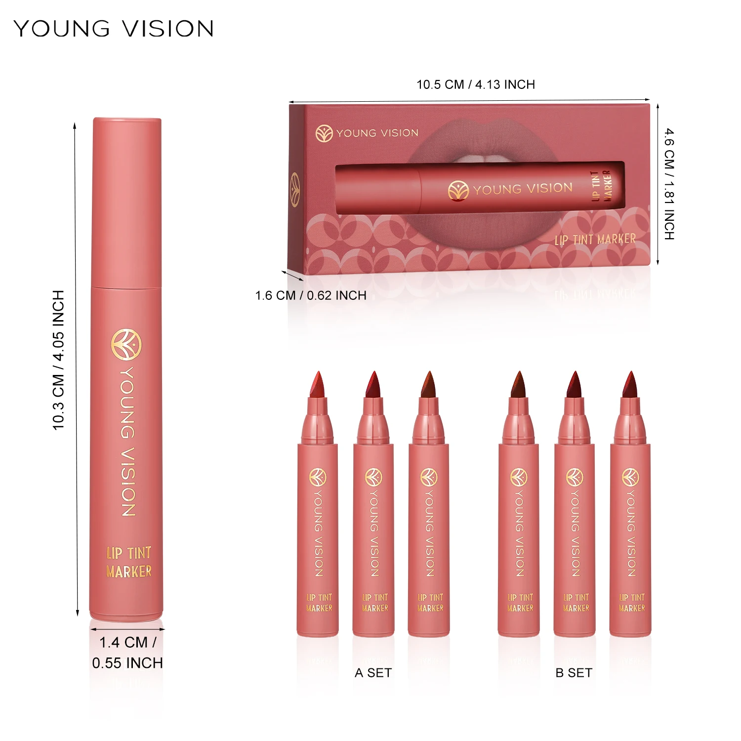 3 szt./zestaw Marker do ust w płynie, matowe odcienie nude, konturówka i szminka 2w1, trwały, wodoodporny, prezent na Boże Narodzenie