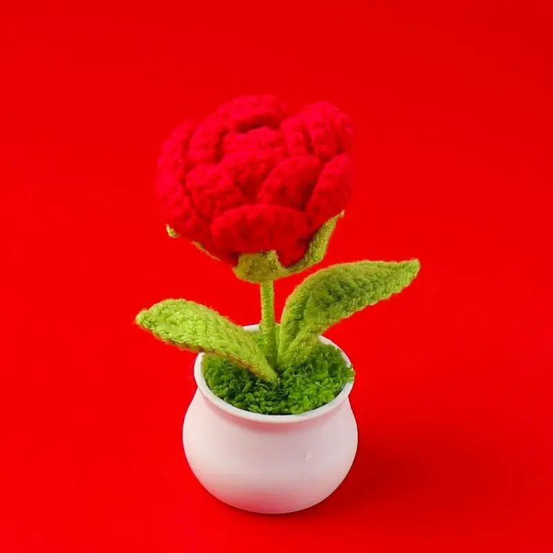 Tamanho grande rosa vaso de malha planta brinquedos bonitos vermelho rosa plantas de pelúcia brinquedos dos desenhos animados para meninos meninas aniversário presente natal