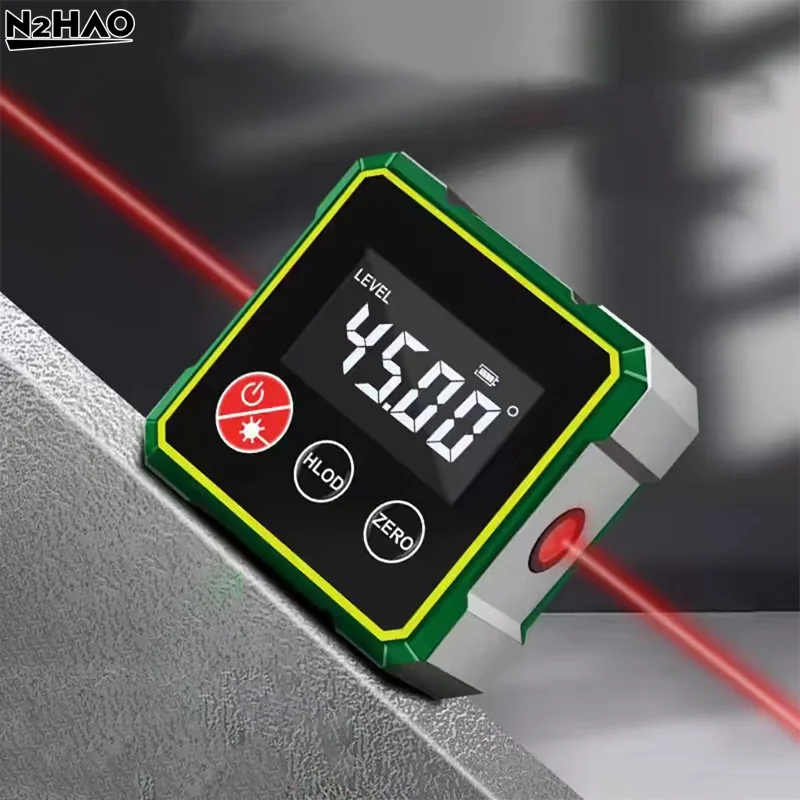 360° Magnetic Digital Angle Finder With Electronic Laser Gauge Ruler Type-C Charging LCD Electronic Protractor Measuring Tool