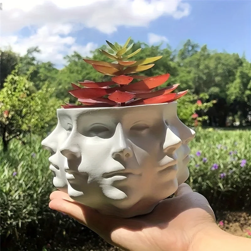 ABNM-maceta de estilo abstracto, molde para florero, maceta facetada con cara humana