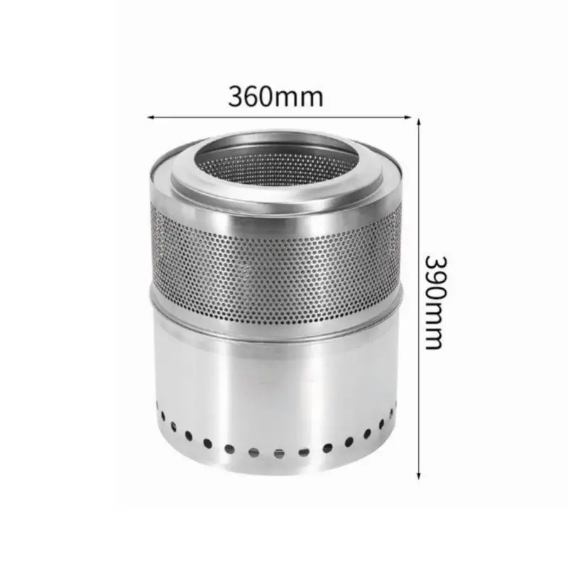 Campfire Bucket 304 Split Stainless Steel, Secondary Burning Firewood Stove Camping Heating Stove