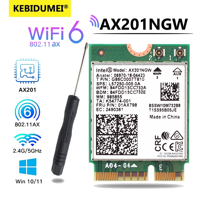 3000Mbps AX201NGW Wireless Wifi Card Antenna WIFI6 2.4G/5G Bluetooth 5.1 WiFi Wireless Network Card Wifi Adapter For Win10/Win11