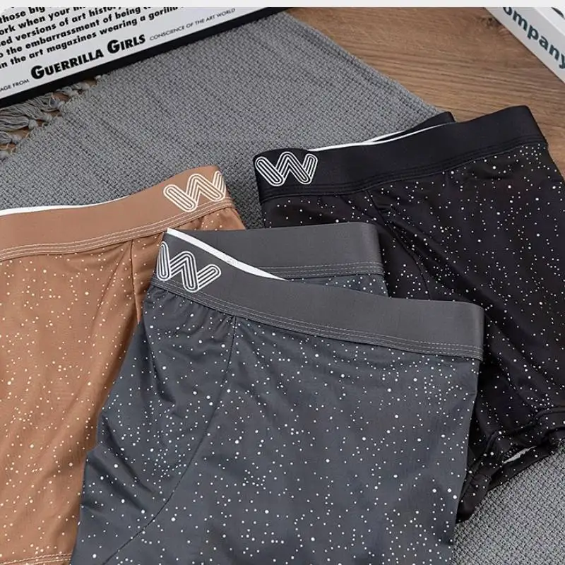 

4 pcs Men's Underpants Ice Silk Starry Sky Men's Underwear Seamless Panties Briefs Boxer Shorts Underwear For Men
