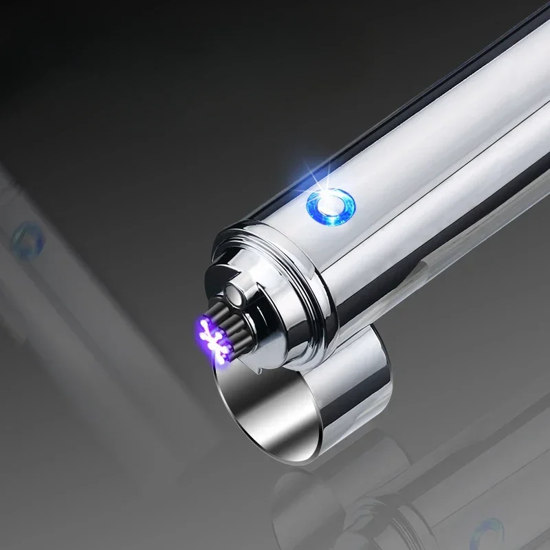 USB Rechargeable Plasma Pulse  Cigarette Lighter  6 Arc Touch Screen With LED Light Cross Dual Arc Power Display  Gift  For Men