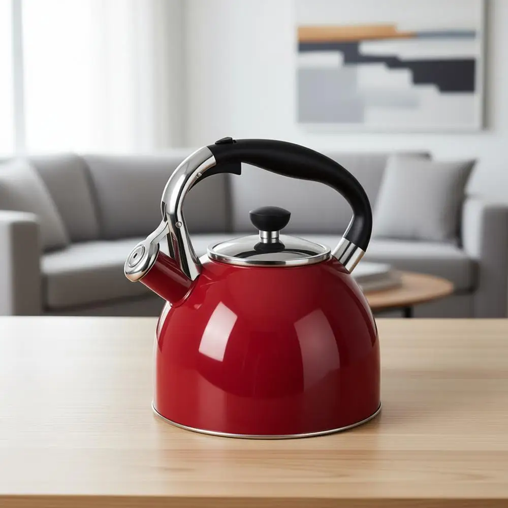 

2.5 Quart Stainless Steel Kettle with Heat-resistant Glass Lid (Red)