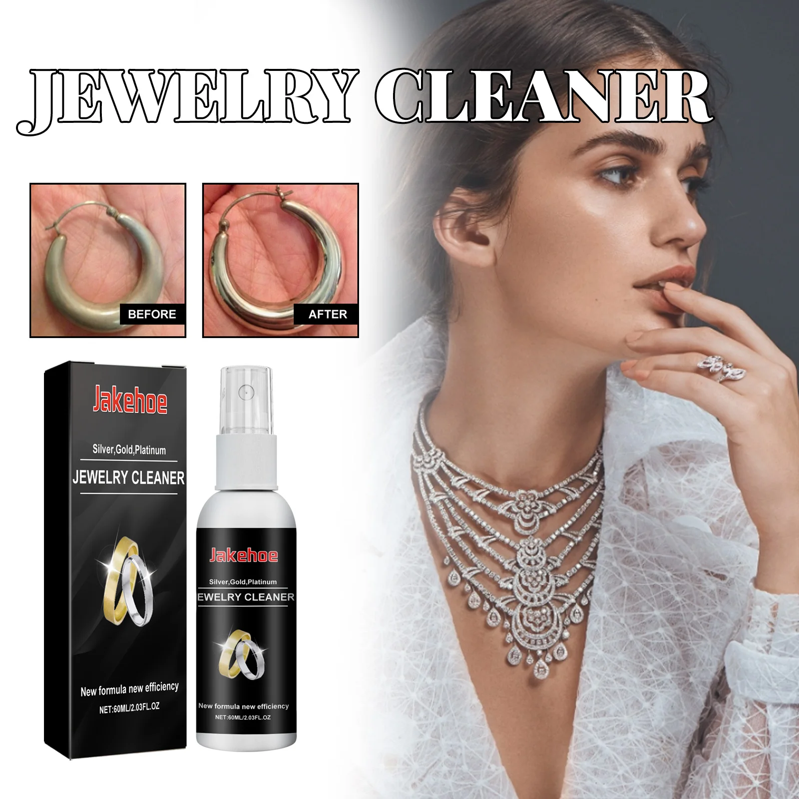 Jewelry Liquid Spray Remove Yellowing & Discoloration Stubborn Stains Accumulation Recover Jewelry Luster Shiny Jewelry Cleaner