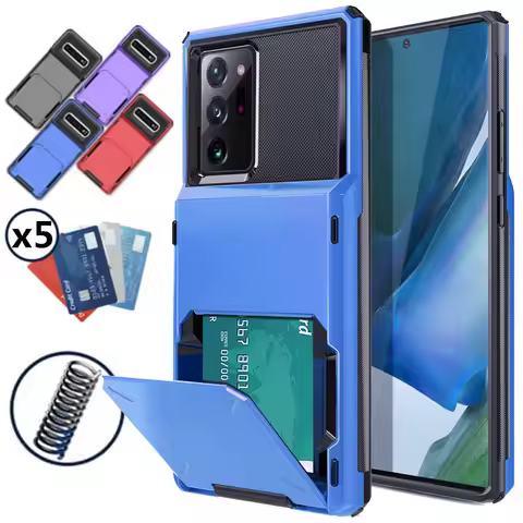 Phone Case for Samsung Galaxy S23 Ultra S22 Plus S21 FE S20 Note 20 Wallet 5 Card Pocket Slot Holder Cover A54 A34 A55 A14 A13