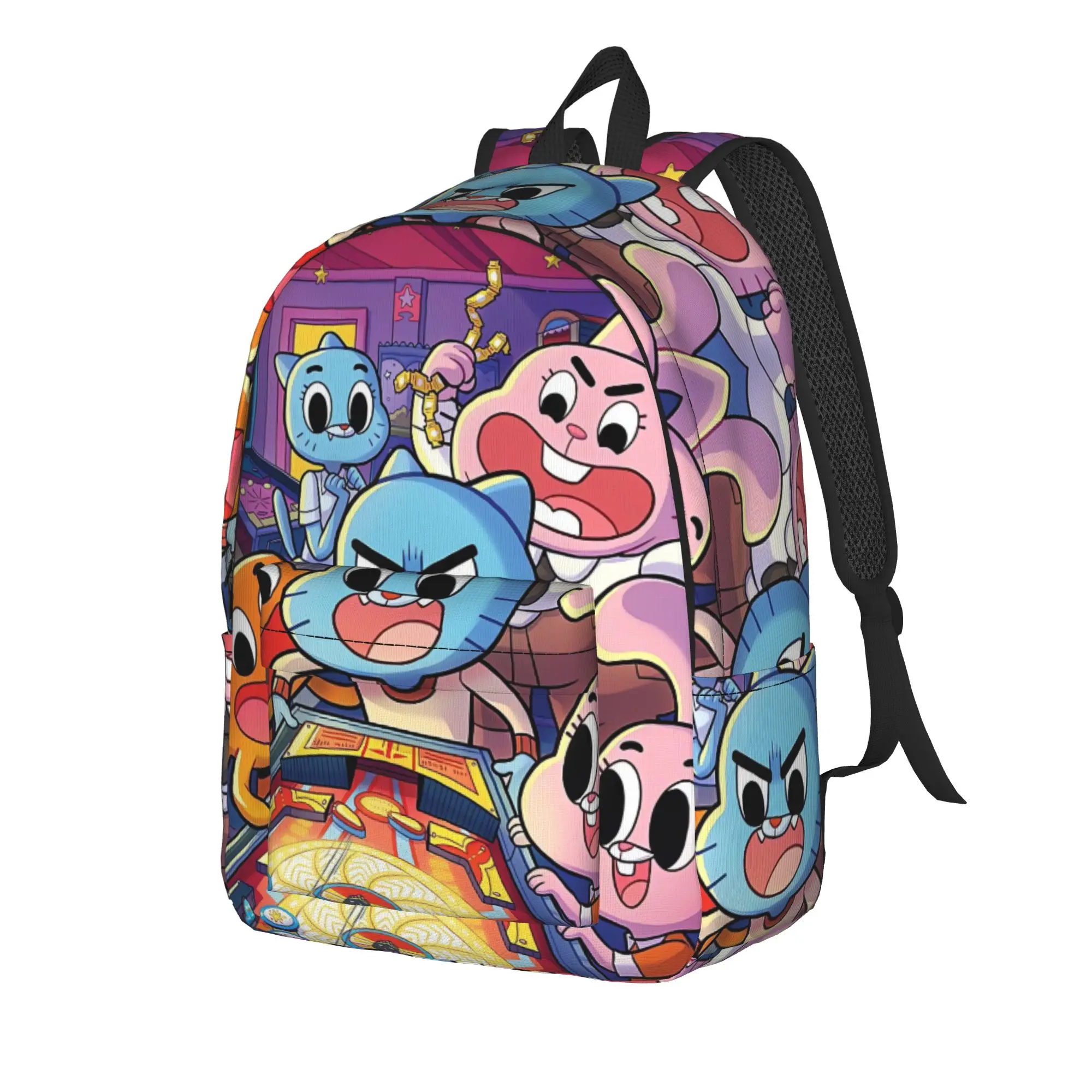 Gumball Gum Ball Watterson Amazing Cartoon Backpack  Workout Backpacks Men Funny High School Bags Custom Durable Rucksack