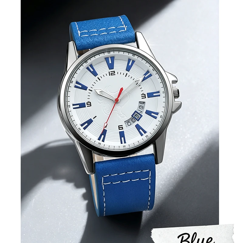 Men Student Quartz Wrist Watch 30M Waterproof PU Leather Strap Calendar Date Display Sports Analog Wristwatch For Teen Boys Gift
