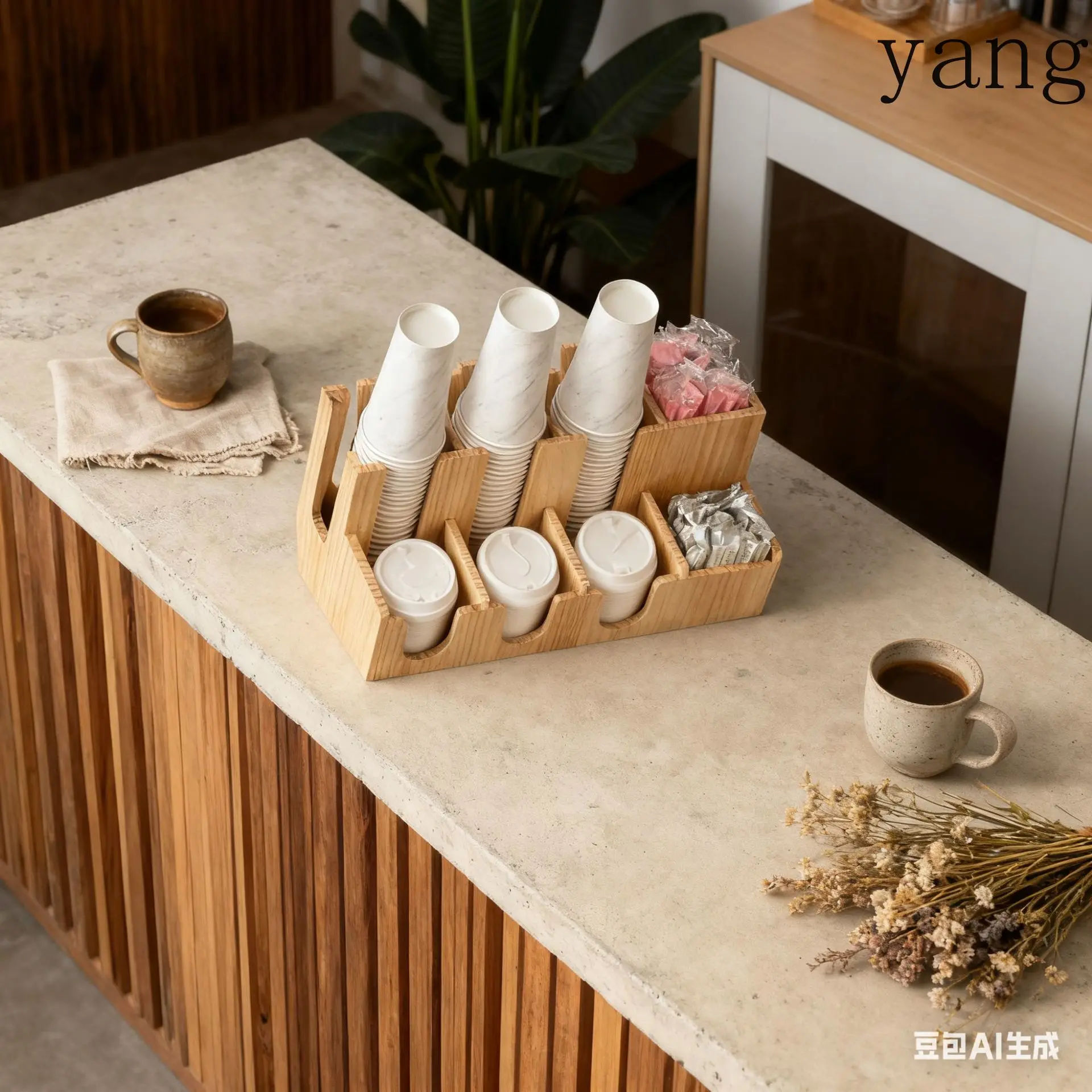 CX black acrylic pine disposable paper cup lid cup holder milk tea shop multi-functional storage cup holder