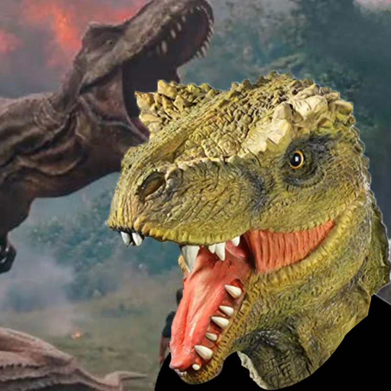 Animal Halloween Dinossauro Máscara Assustador Macio Bola De Látex Dinossauro Cosplay Máscaras Adulto Halloween Evento Cosplay Adereços Um tamanho