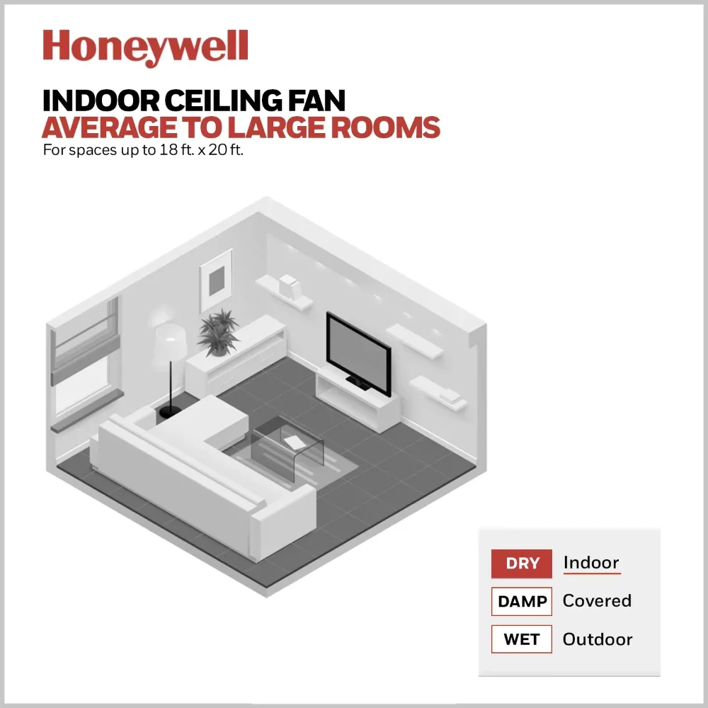 Honeywell-ventilador de techo con luz integrada, luz LED de níquel cepillado moderno de 52 pulgadas, Ventnor