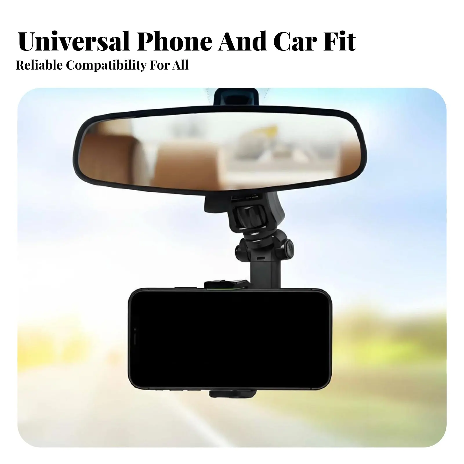

Car Car Mirror Phone Holder 360° Rotation Adjustable Car Phone Mount Adjustable Cellphone Cradle Hands-Unrestricted