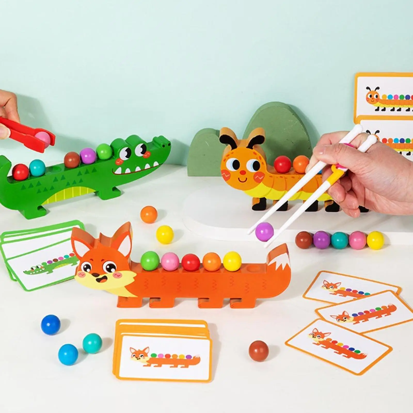 Juego de juego a juego con cuentas de Clip, juguetes de aprendizaje para niños de 3, 4 y 5 años