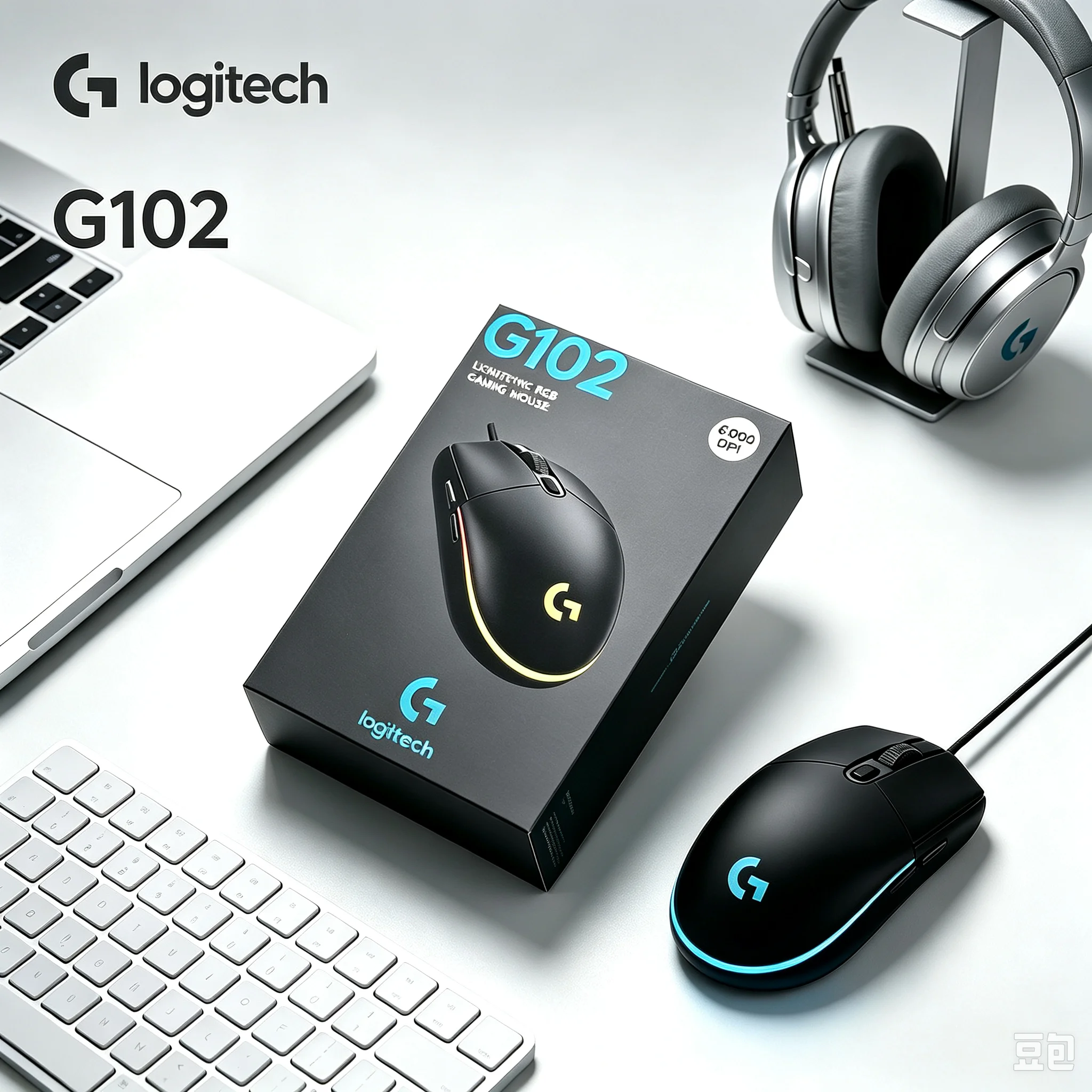 Logitech G102 Comfortable Hand Grip Wired Mouse RGB Color Gradient Backlit 6 Programmable Buttons Gaming Mice for PC Office
