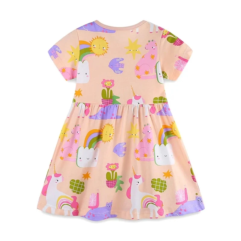 Little maven Summer Cute Children Clothing Birthday Vestidos Kids Baby Girls Cotton Cartoon Animals Flowers Print Princess Dress