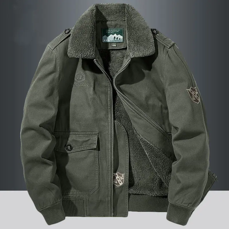 

Мужская куртка из чистого хлопка на подкладке, осенне-зимняя верхняя одежда Thiened Flight, свободная посадка, молодежное хлопковое пальто большого размера