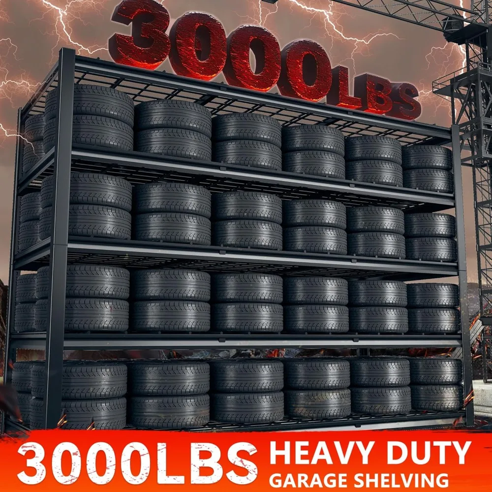 60" Wide Heavy Duty Garage Shelving 3000 Lbs Capacity Adjustable Metal Storage Shelves for Organization Customizable Solutions