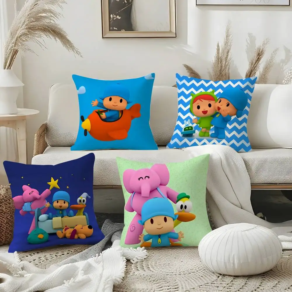 

Cartoon Cute P-Pocoyo Pillow Case Sofa Short Plush Double-sided HD Printing Room Home Office Gift Cushion Cover
