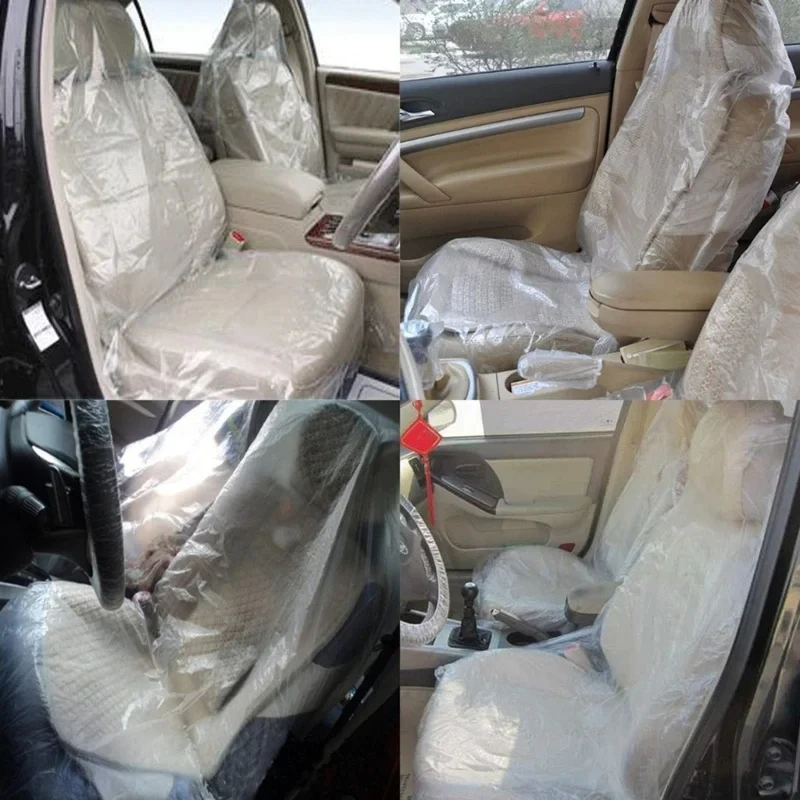 

100Pcs Disposable Vehicle Seat Dustproof Covers 140x80cm Transparent Universal Car Seat Chair Protector Waterproof Plastic Cover