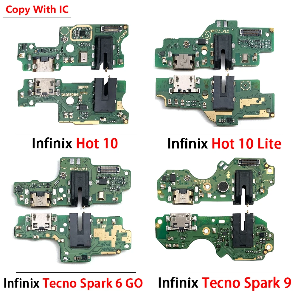 50Pcs，USB Charging Port Board Cable Connector Parts For Infinix Hot 9 Play X680 X688 10 X682 10T X689C Note 7 Lite X656 S5 Pro