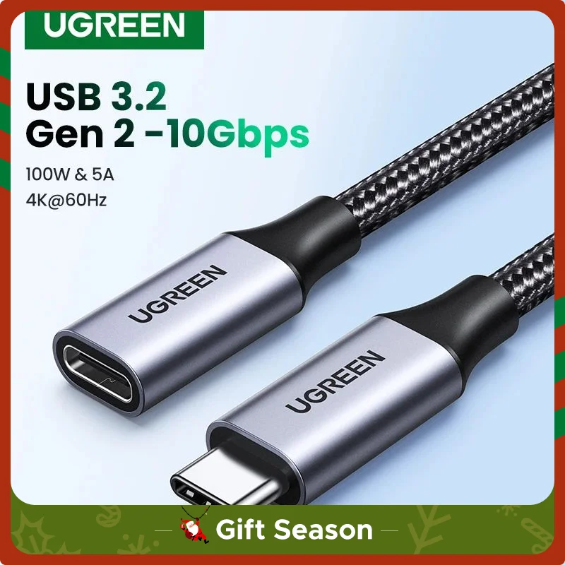 【BR Sale]】Ugreen USB C Extension Cable Type C Extender Cord USB-C Thunderbolt 3 for Xiaomi USB 3.2 USB Extension Cable