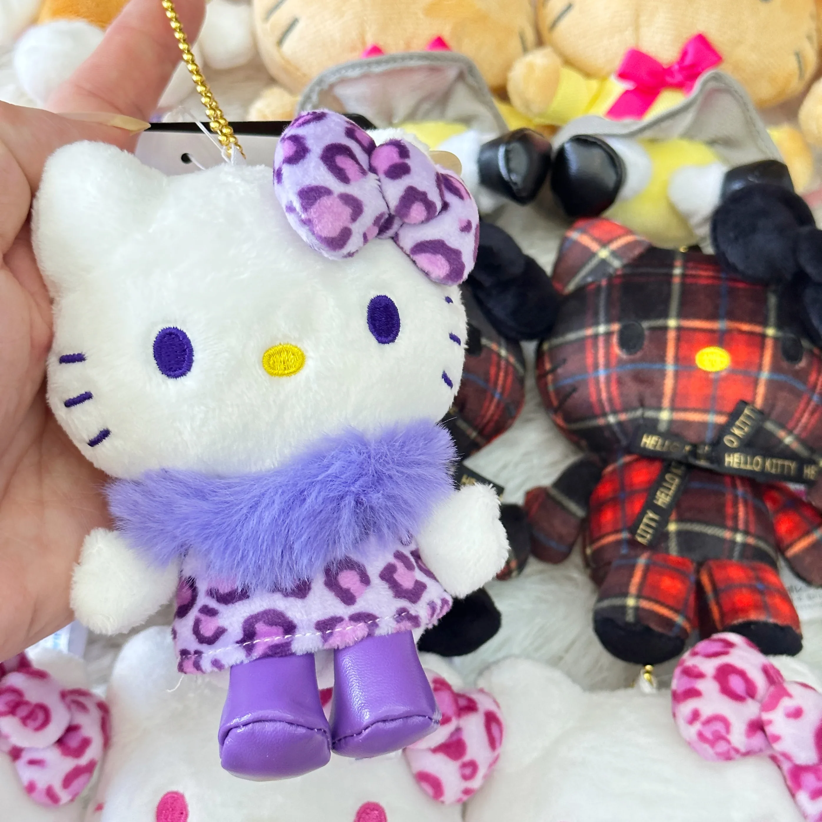 12 centimetri Hello Kitty Leopardo Stampa Roba Peluche Portachiavi Kawaii Gambe Lunghe Kt Gatto Anime Figure Oft Peluche Fascino Ragazze Regali