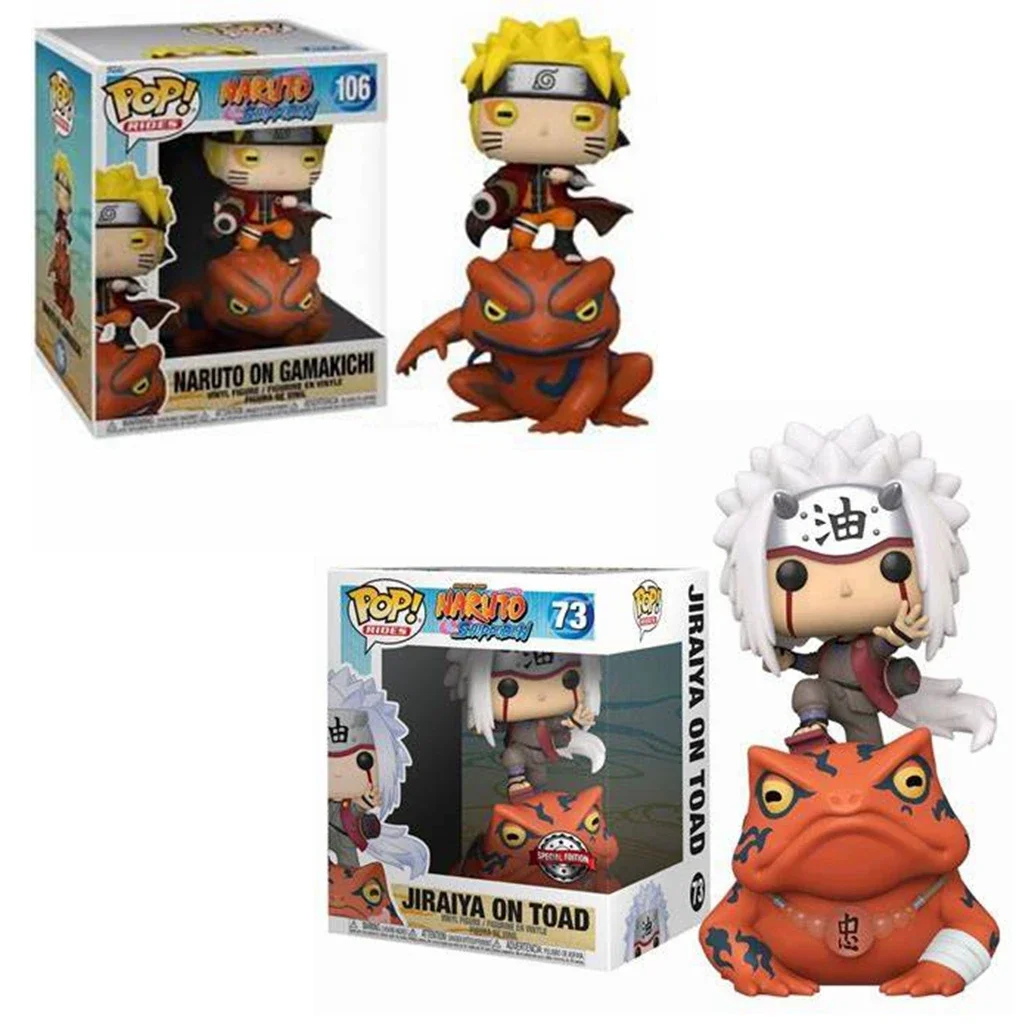 Funko Pop Narutos on Gamakichi 106# Jiraiya on Toad 73# Abura Action Figure Toys Room Car Decoration Gifts for Children