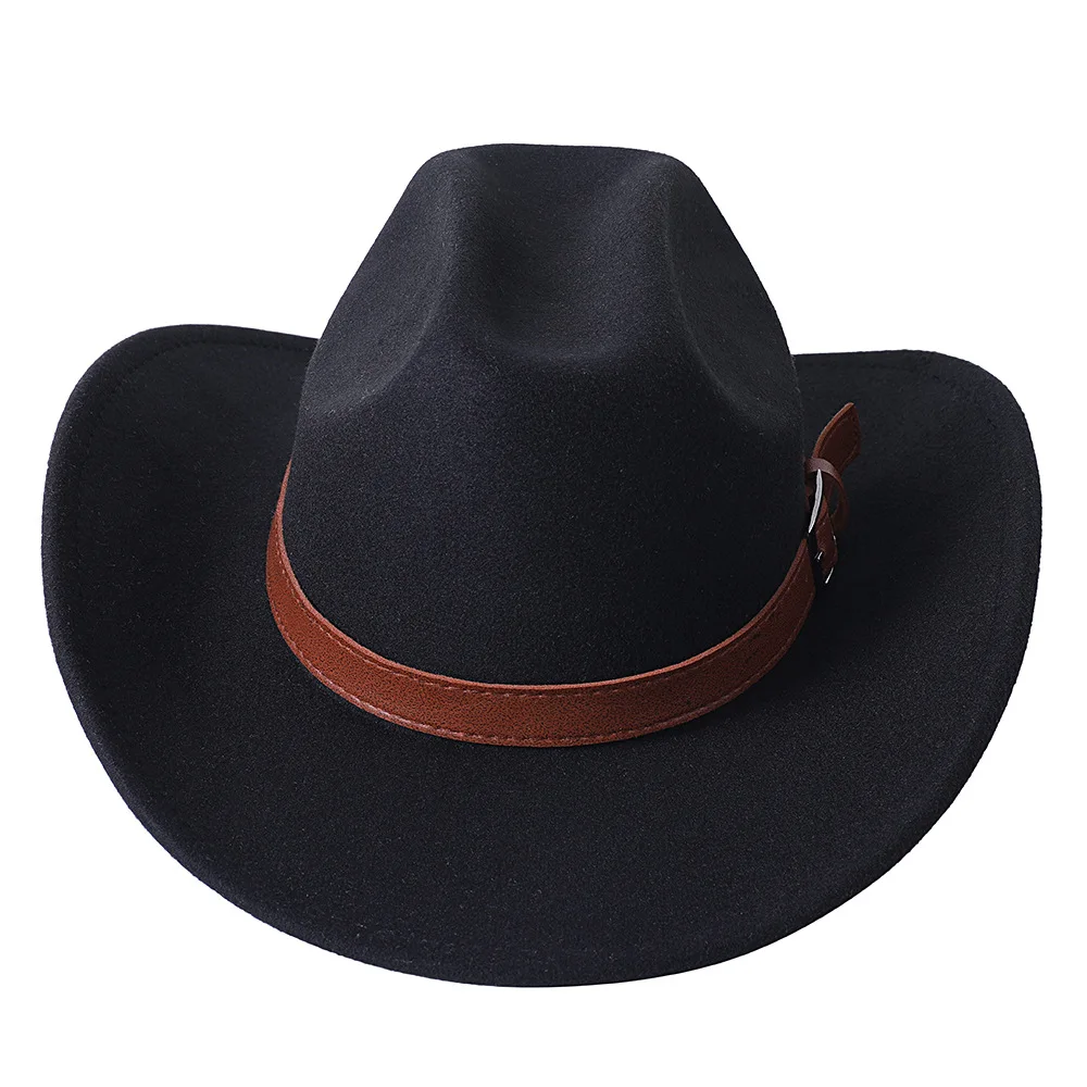 Style Cowboy Hat Fashion and Unique Unisex Solid Jazz Hat with Cow shaped Decoration Western Cowboy Hat Sorero hombre