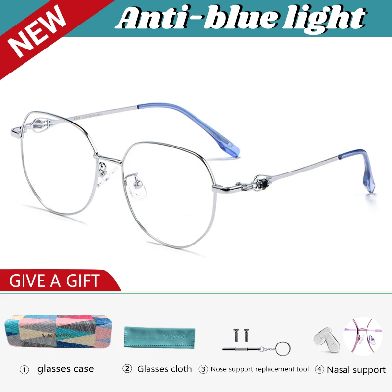 VICKY Simple Fashion Geometric Oval Design Men Women Anti-blue Light Reading Glasses Can Be Customized Prescription 9603