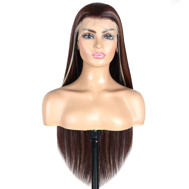 

Popular brown mixed 613 blonde Synthetic Wigs Straight for Women Lace Frontal Wigs Cosplay Hair Heat Resistant Party Wigs