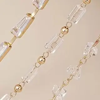 

14K Gold Zircon Claw Chain with Heart-Shaped Facets Square Tubes And Gold Beads T-Shaped DIY Jewelry Making Accessory