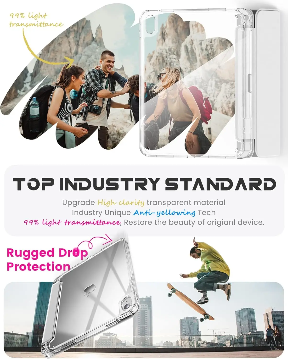 Compatible with iPad A16 Case 11th Generation 11 Inch 2025, iPad 10th Generation Case 10.9 Inch 2022,& Charging Adapter (Silver)