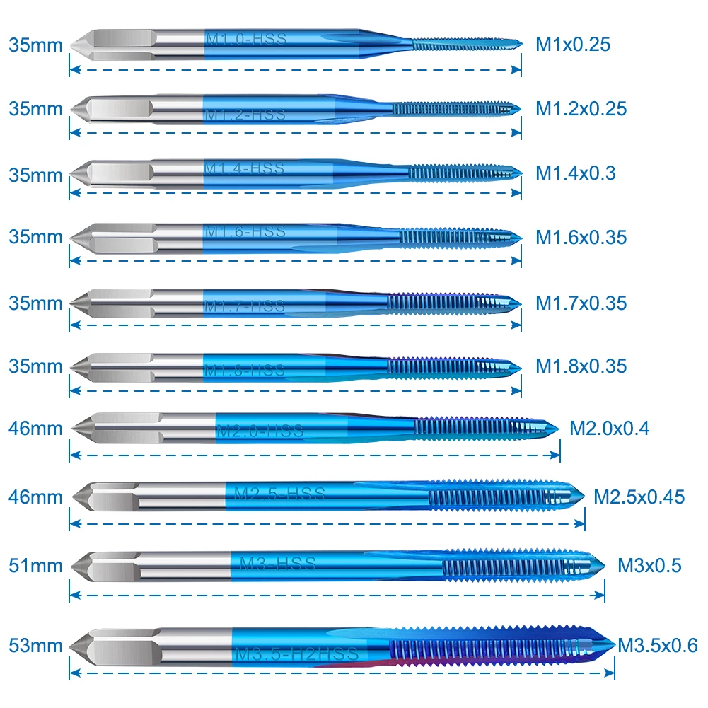 XCAN 10/11-teiliges metrisches Gewindebohrer-Set HSS Gewindebohrer M1-M3.5 Gerade Gewindeschneidmeißel Maschinenschraubengewindebohrer Verstellbarer Gewindebohrer-Schlüssel M1-M8 Gewindeschneidwerkzeug – Detail 3