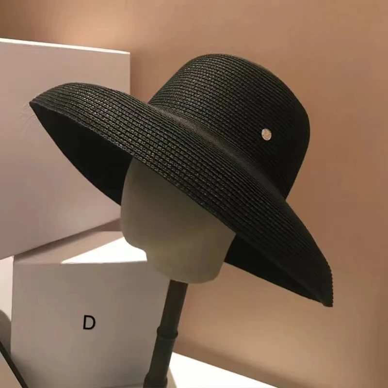 Summer Wide Brim Beach Sun Hat Big Floppy Women Hat Red Black White Red UV Sun Block Straw Hat Foldable Travel Derby Hat