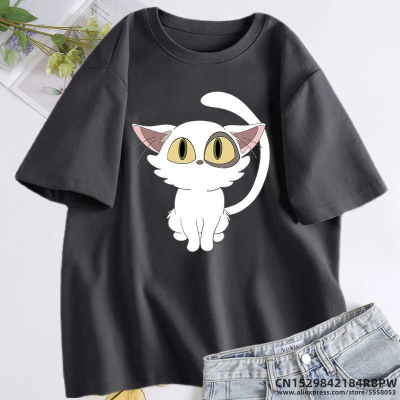 Suzume No Tojimari Cat T-shirt for Women Cartoon Anime T Shirt Cotton O Neck Tshirts Print Woman Clothes Streetwear Women's Tops