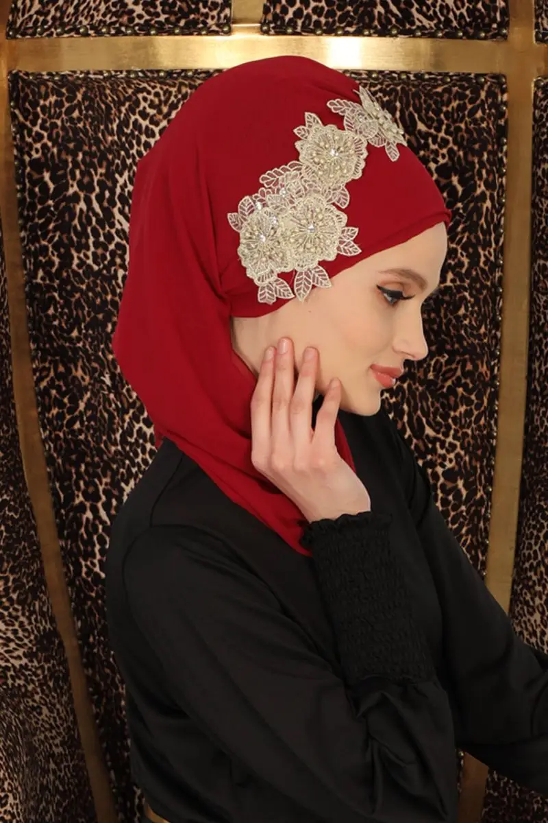 Accessories design chiffon ready turban burgundy