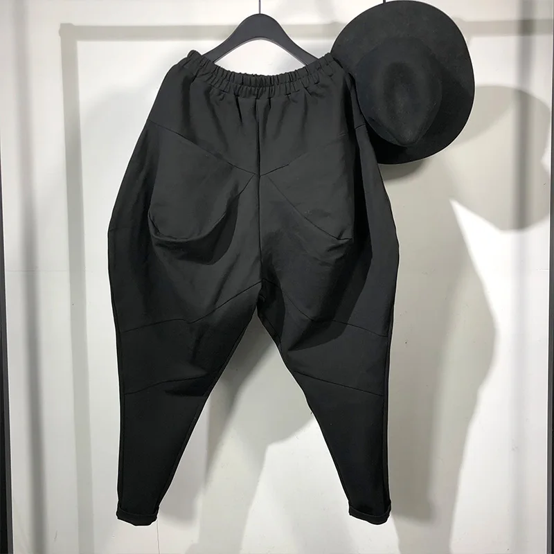 

Dark Fashion Solid Color Simple Loose Ankle-Tied Pants Men's Personality Designer Big Crotch