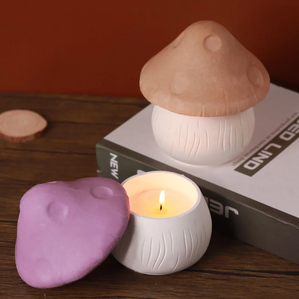 Cute Candle Jar Silicone Mold Handmade Mushroom Crystal Epoxy Plaster Jewelry Gift Box Craft Molds Concrete Storage Box Making