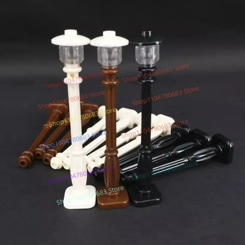 

Строительные блоки MOC, мини-уличная сцена, уличный фонарь, архитектурная модель, аксессуары из мультфильма аниме, комплект для сборки, милая игрушка в подарок