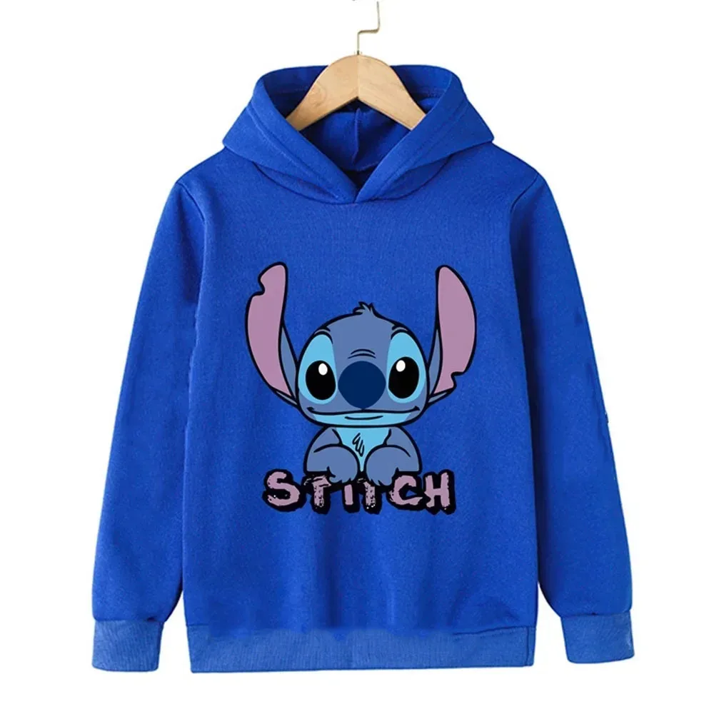 Children\'s kawaii Disney Stitch children\'s clothing 3-14 years old boys and girls clothing street casual sports warm sweatshirt