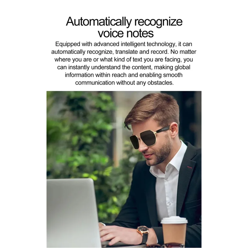 W100C Smart AI Translation Glasses Multilingual Voice Translator Eyeglasses With BT Call Music Earphone Sunglasses UNISEX