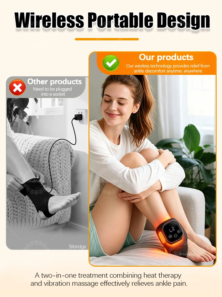 Electric Ankle Massager with Heating and Vibration Wireless Foot Ankle Massager